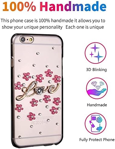 Како-Зеке Елегантна Телефонска Кутија Компатибилна Со Samsung Galaxy S22 6,1 инчи 2022, Bling Handmdae Серија Мали Цвеќиња Љубов Дизајн