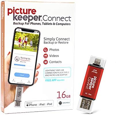 Чувар на слика Поврзете се со фото и видео USB флеш -уред за уреди Apple, Android, & PC, погон на палецот од 16 GB, црвено
