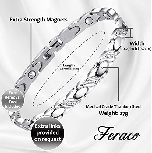 Ферако Лимфна дренажа терапевтски магнетски нараквичен прстен за жени артритис и олеснување на зглобовите титаниум челик лимф -детоксикација
