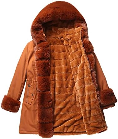 Women'sенско згуснето руно наредено парка со одвојлив крзно јака топла зимска палто со качулка со патент на ветровитната облека за