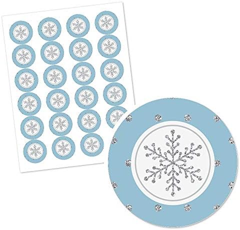 Голема точка на среќа Зимска земја на чудата - Снегулка за одмор и етикети за налепници на зимски свадби - 24 брои