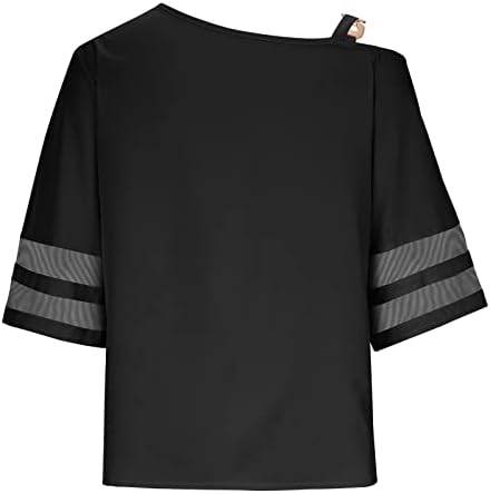 XPIGPQ женски ладно рамо врвови 2023 лето трендовски 3/4 bellвоно ракав панел кошули со цврсти бои маички лабави вклопуваат маички