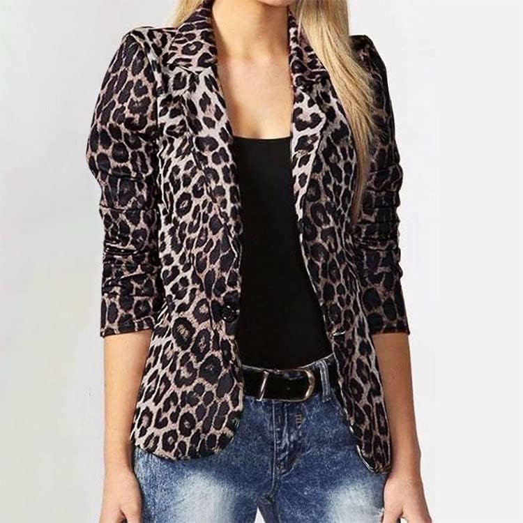 UODSVP женски јакни модни пролетни есенски врвови тренд леопард печатење костум тенок
