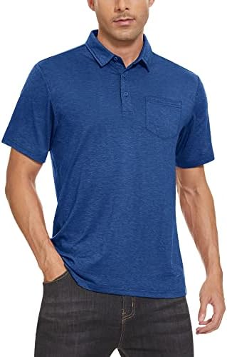 Манкомска машка поло маица со џебни кошули со краток ракав, бргу суви необични кошули за голф