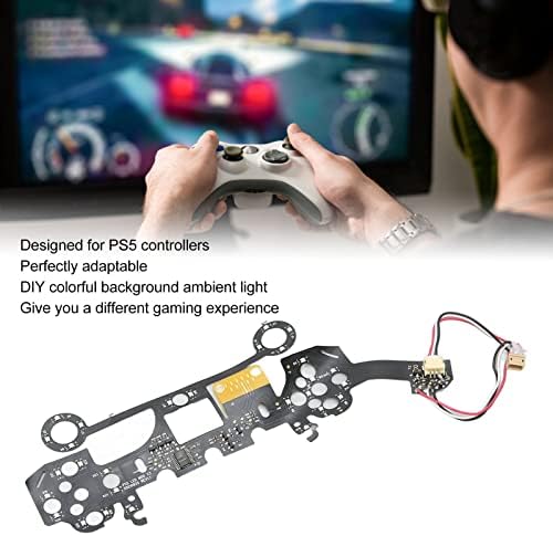 Модул на копчето Ashata RGB LED светло за конзола PS5, комплет за копчиња D LUMINATED копчиња, копчиња за лице LED додатоци за декорација на комплет, за контролор на игри PS5