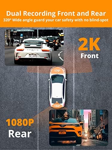 Цртичка Камера Напред И Назад Со WiFi-Kingslim D2 Pro 4k Еден Фронт/2K+1080p Предна И Задна Двојна Dashcam За Автомобили Со Ноќно