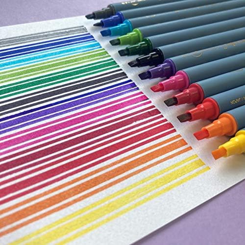 Kuretake zig калиграфија маркер пенкала, сет 12 бои, 2мм. & 3,5мм маркери со двојни врвови, АП-овластени, фото-безбедни, без киселина, лесен, без