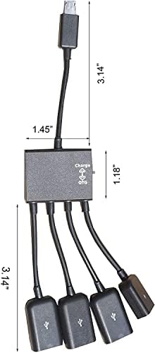 Dawmawm Micro USB OTG адаптер со Power for Fire Stick TV 3 USB порт -адаптер, Micro OTG кабел, моќност компатибилен со стапчиња за