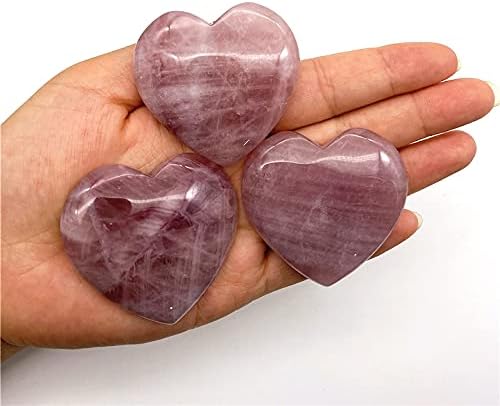 Laaalid xn216 1pc Природно виолетово розово кристално crysteубов во форма на срце, примерок за лекување полиран камени скапоцени