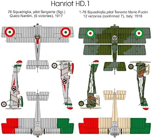 Баром CV14411 1/144 Италијански воздухопловни сили Хенрио ХД.1 Биплан борбен авион сет од 2 пластичен модел