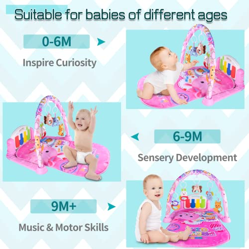 Бебе игра салата за салата, душек за бебиња за развој на сензорни и моторни вештини, салата за пијано за бебиња, со музика и