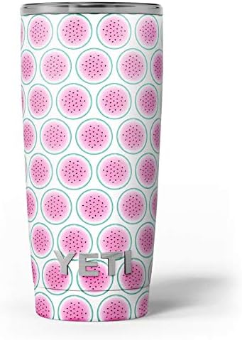 Дизајн Скинц на лубеницата Полка точка - Комплет за винил за завиткување на кожата, компатибилен со чашите за ладилни ладилнини на Јети Рамблер