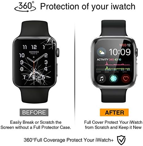 Случајот за заштитник на екран на вики долина за Apple Watch SE/Series 6/5/4,40mm TPU целосна покриеност на покриеност на одбраната