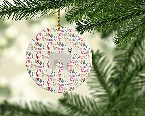 Богатства на Каролина WDK1815CO1 Пудлица Мери Божиќен керамички украс, украси за новогодишни елки, висечки украс за Божиќ, празник, забава, подарок,
