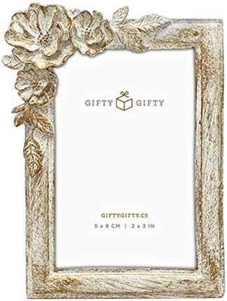Gifty Gifty Vintage Floral Mini Frame Set / Сет од 2 / 2x3 & 2.5x2.5 во | За приказ на таблети | Совршен за домашни декор, свадба, дипломирање
