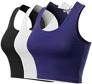 Mixmatchy женски памук Основен резервоар за спортски култури без ракави без ракави