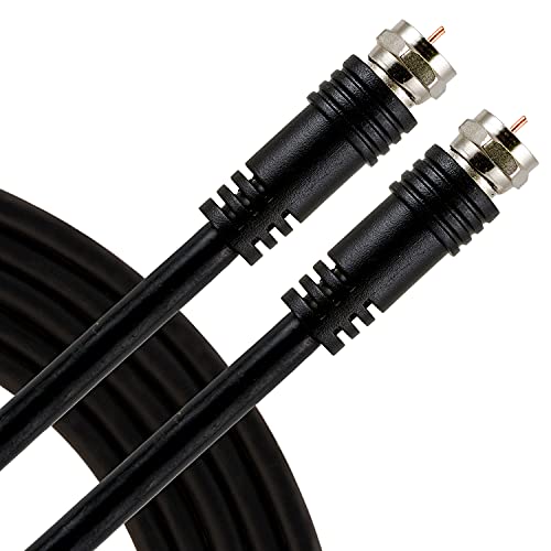 Коаксијален кабел на ултрапрора RG6 6ft. Црни, конектори од типот Ф, двојно заштитен коакс, влез, идеален за ТВ антена, сателит, DVR VCR, кабелска
