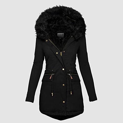 Палто со јакна жени плус големина зимска палто јака со јака со долг ракав гроздобер задебелен палто јакна плус јакни палта