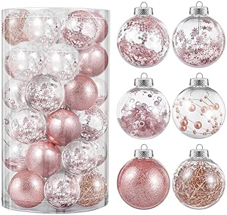 Tomaibaby 36pcs Божиќни топка украси новогодишно дрво пластични сјајни приврзоци за декорација на венчавки за венчавки