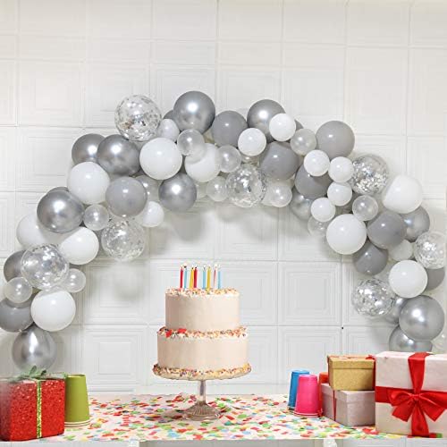 Сребрени Балони Балони за Забави 12 инчи 50 парчиња 3,2 гр Латекс Метални Балони Хромирани Балони Роденденски Балони Сјајна Декорација