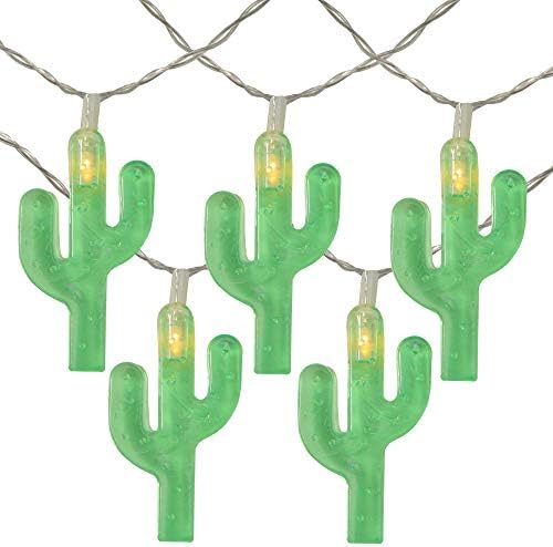 10 -броеви на зелени кактус LED стринг светла - 4,5 метри чиста жица