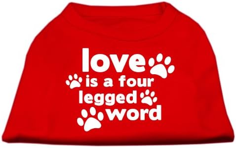 Mirage Pet Products Love е кошула за печатење на екранот со четири нозе црвена xl