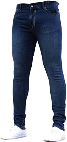 Ubst тексас панталони за мажи, улични гроздобер измиени панталони плус големина еластична половината мода тенок вклопуваат основни