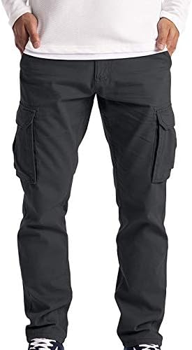 Бобт Машки Карго Панталони Еднобојни Секојдневни Повеќе Џебови Врвки За Влечење Отворени Фитнес Панталони Од Прав Тип Панталони Темно Сиви