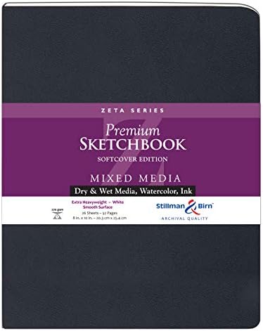 Стилман &засилувач; Бирн Зета Серија Softcover Скица Книга, 8 x 10, 270 gsm, Бела Хартија, Мазна Површина