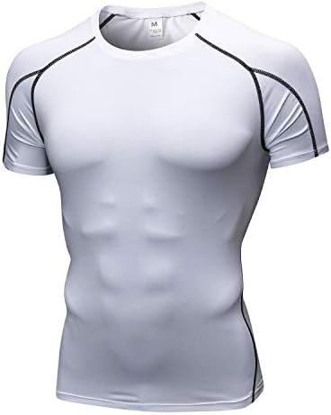 Машки кошули за компресија на WRAGCFM Краток ракав за атлетски тренинзи на атлетски тренинзи Брзи сув основен слој спортски маици кои работат