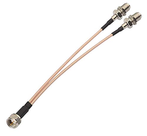 Supmory F Type Coax Cable Splitter f машки до двојно женски кабел 75ohm за кабелска врска, ТВ, сателитски приемник