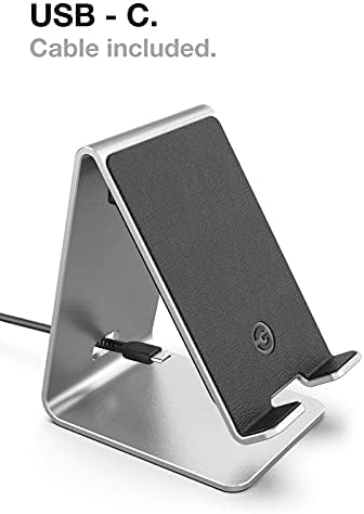 Безжично полнење на iPhone Stand - Алуминиумски полнач за десктоп телефон со затемнето задно осветлување и адаптер за grидови за брзо