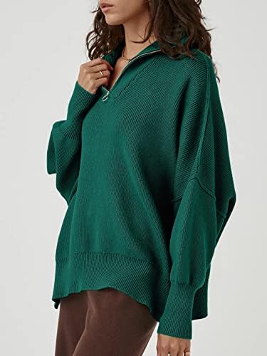 Долги ракави на Prinенски Prinbara, 1/4 патент, пад на рамената преголема слабиот плетен џемпер за џемпер со џемпер со отвор