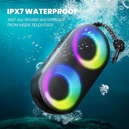 Преносни Bluetooth звучници со светла, безжични звучници Miatone со моќен бас, IPX7 водоотпорен, Bluetooth 5.3, 24h Playtim