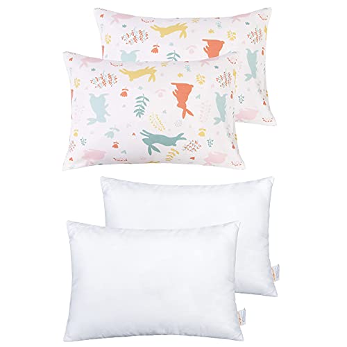 Ntbay 2 пакет памук 13 x18 перници со дете природни памучни перници, меки деца креветчиња за спиење за спиење со затворање на пликови