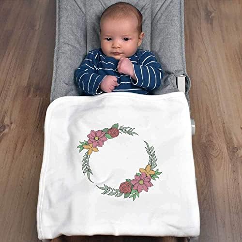 Azeeda 'Цвеќиња рамка' памучно бебе ќебе/шал