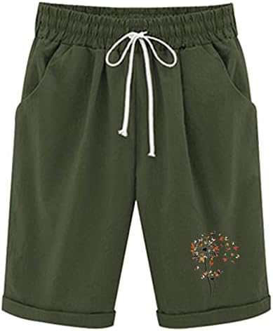 Бермуда шорцеви за жени случајни летни колени должина на коленото солидна боја во дрес шорцеви со џебови лабава дневна удобна долга шорцеви