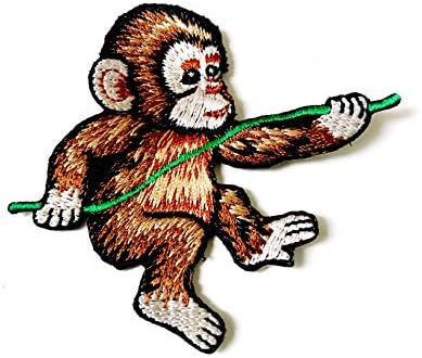Бебе мајмун мало животинско цртано шиење железо на везена апликација знак знак за крпеница