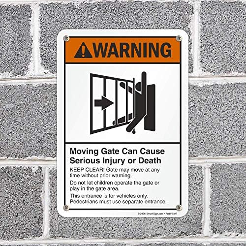 SmartSign „Предупредување - Подвижната порта може да предизвика повреда или смрт“ знак | 7 x 10 алуминиум