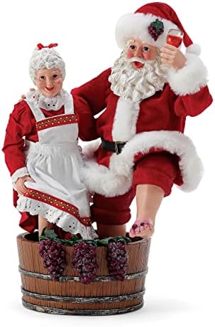 Одделение 56 Можни соништа Бон Апетит Санта и г -ѓа Клаус Божиќна здроби вино, правејќи фигура, 10,5 инчи, разнобојно