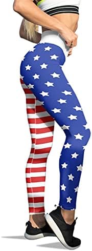 Јога хеланки за жени со високи половини патриотски starsвезди ленти тенок молив панталони вежбање тренинг компресија тренингот хулахопки