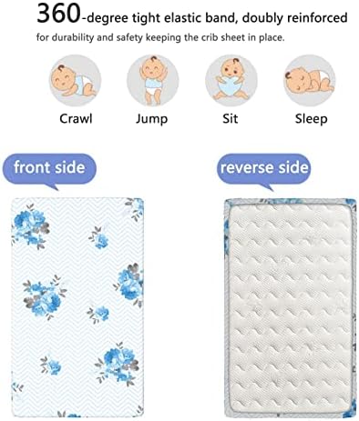 Тематски тематски опремени мини чаршафи, преносни мини креветчиња за креветчиња меки и затегнати вградени креветчиња за креветчиња за момче или