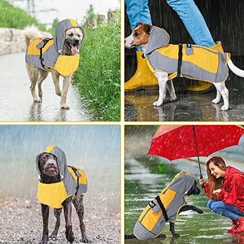 Сопственици со преклопување на кучињата од мантил, прилагодлива водоотпорна јакна за домашни миленици со рефлексивни ленти и џеб за складирање,