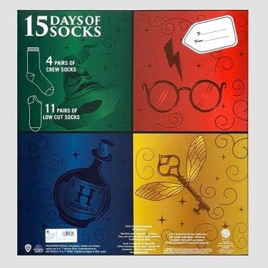 Машки Хари Потер 15 Дена Чорапи Доаѓањето Календар 15pk, Сина, Една Големина