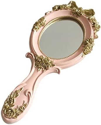 Ехлкм Палас стил принцеза шминка огледало со рози жени девојки овална суета козметичка алатка со рачка против лизгање на срцето