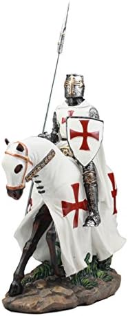 Еброс крстоносец англиски витез на коњанички коњски статуа 8 висока фаланга копја коњски борбени воини скулптури