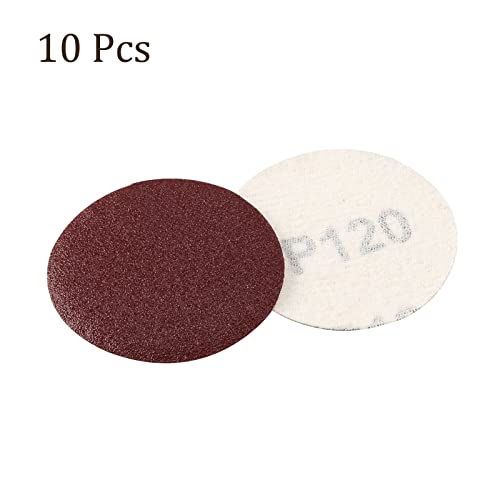 Козело 10 парчиња дискови за пескање на куки и јамка - [2 инчи x 120 решетки] Алуминиумски оксидни песочни песоци за орбитални сандер за пескарење