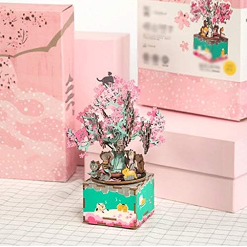 Музички кутии Музички кутии Сакура дрво под ротирачката музичка кутија DIY рачно изработена дрвена музичка кутија креативна роденденска