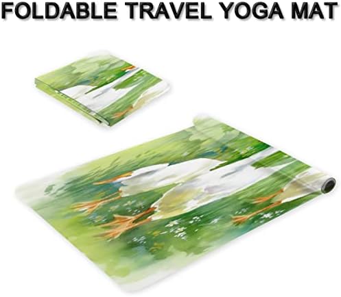 Акварел животинска патка Јога Мат, преклопување на патувањето и вежбање Мат, преклопен јога мат за сите видови јога, пилатес и тренинзи
