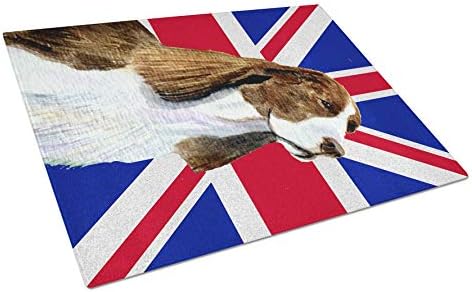 Богатствата НА каролина Ss4955lcb Springer Spaniel со англиски Унија Џек Британско Знаме Стакло Сечење Одбор Голем, Декоративни Калено